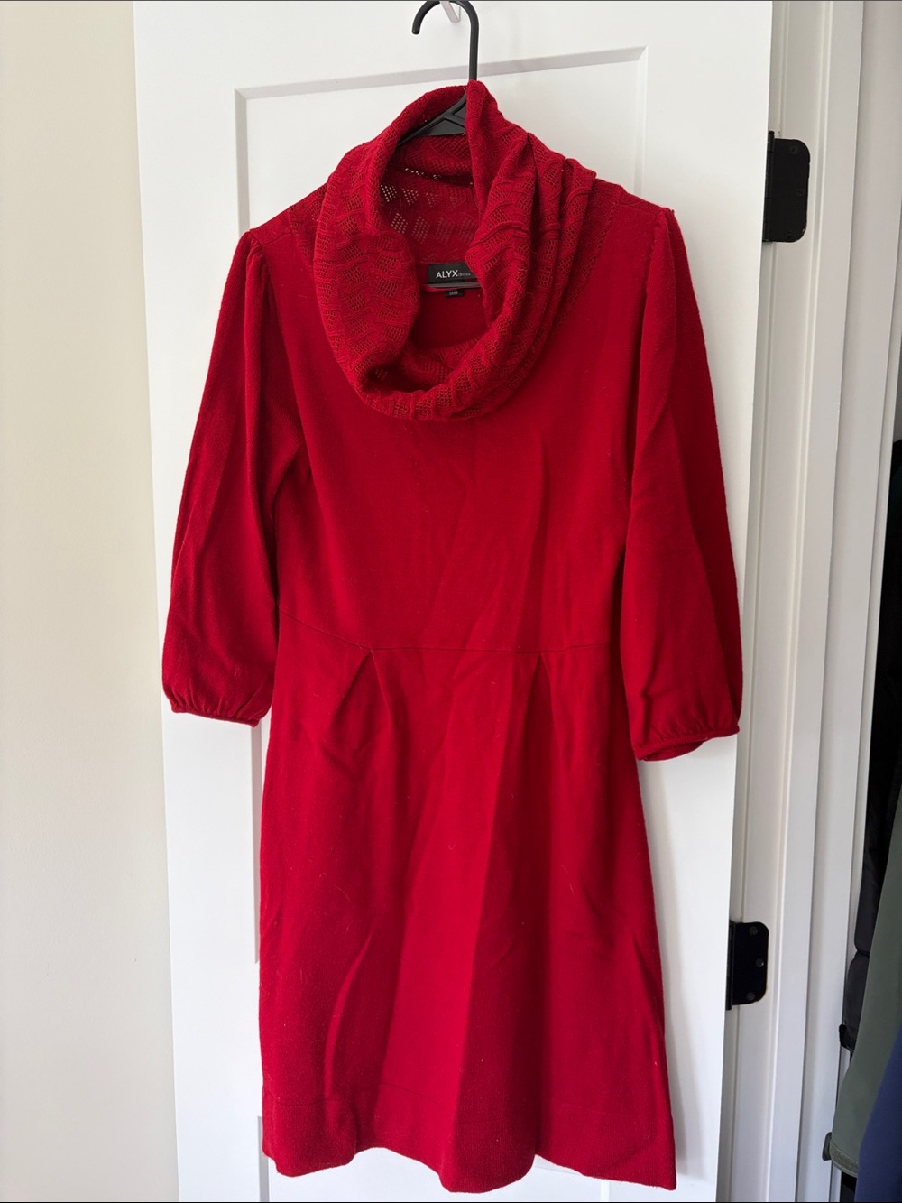 ALYX Red Cowl-Neck Long Sleeve Dress
